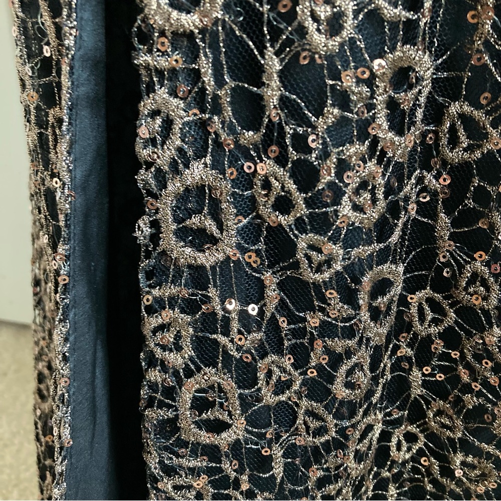 NWT Aidan Mattox silk maxi Dress beautiful gold beading embroidery sz 4 - Picture 4 of 16